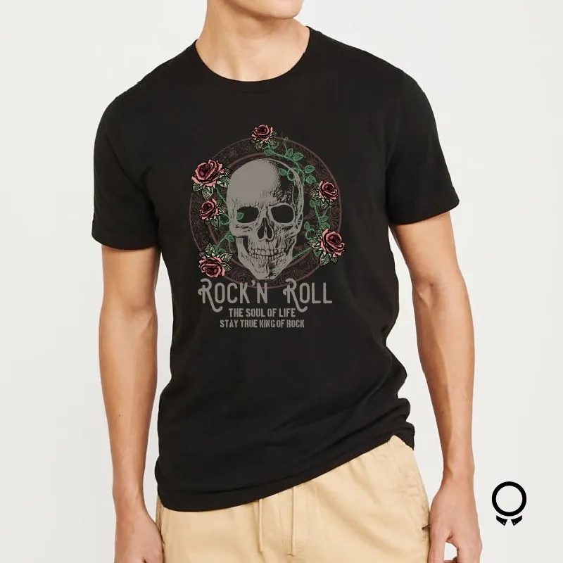 REMERA ABERCROMBIE NEGRO ESTAMPA ROCK AND ROLL
