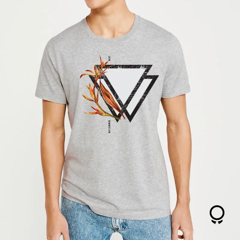 REMERA ABERCROMBIE GRIS TRIANGULOS