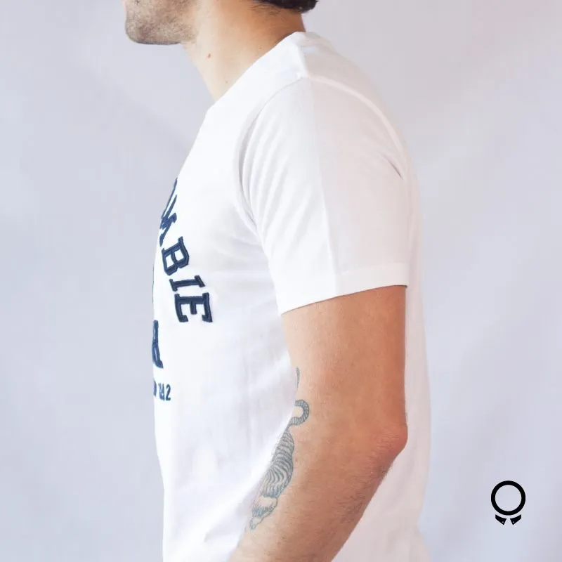 REMERA ABERCROMBIE CUELLO REDONDO BLANCA ESTAMPA GRANDE