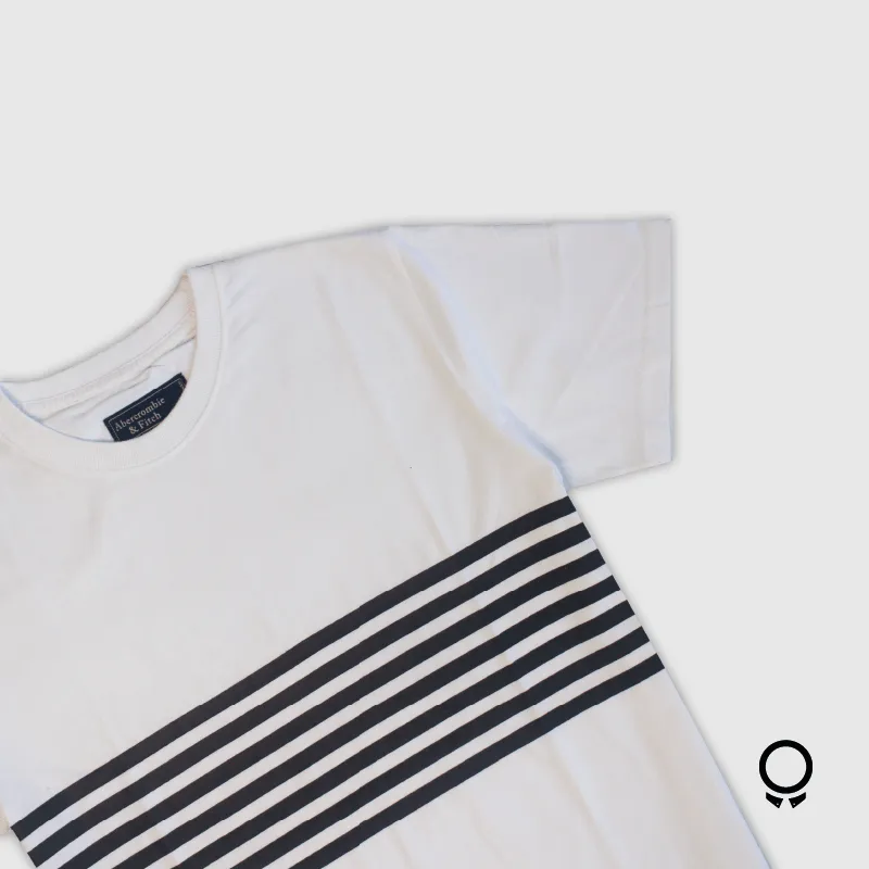 REMERA ABERCROMBIE CUELLO REDONDO BLANCA RAYADA