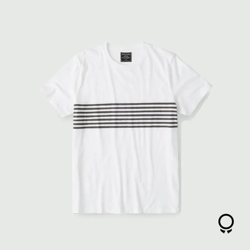 REMERA ABERCROMBIE CUELLO REDONDO BLANCA RAYADA