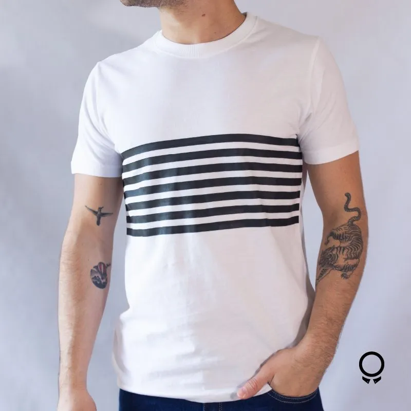 REMERA ABERCROMBIE CUELLO REDONDO BLANCA RAYADA