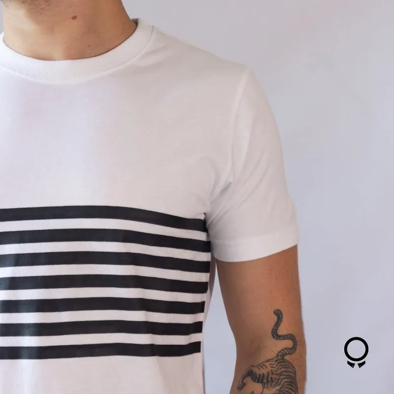 REMERA ABERCROMBIE CUELLO REDONDO BLANCA RAYADA