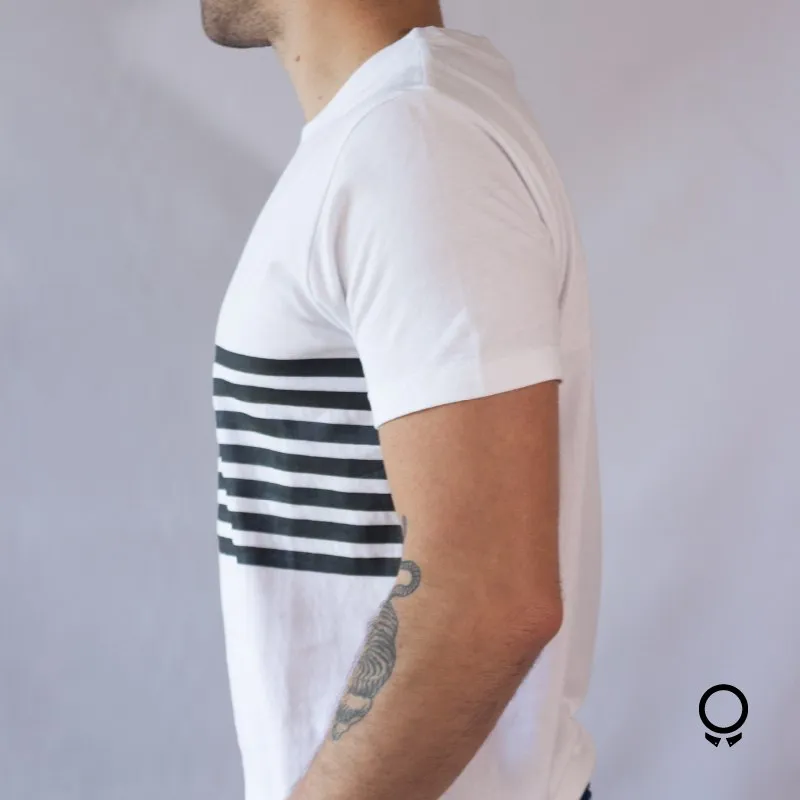 REMERA ABERCROMBIE CUELLO REDONDO BLANCA RAYADA