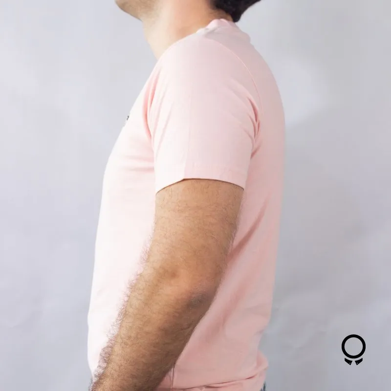 REMERA ABERCROMBIE CUELLO REDONDO ROSADO LOGO NEGRO