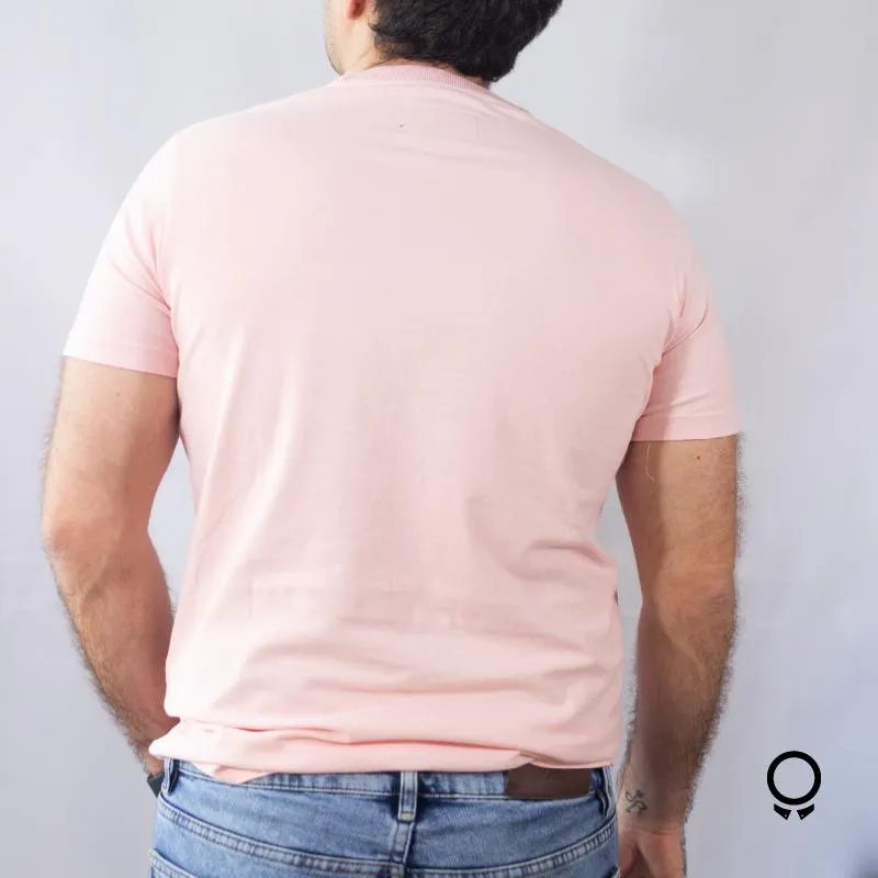 REMERA ABERCROMBIE CUELLO REDONDO ROSADO LOGO NEGRO