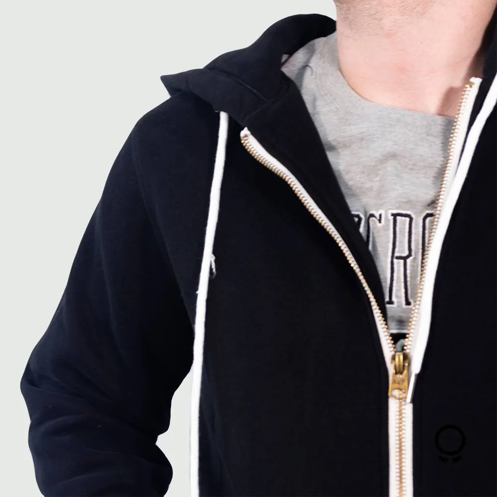 CAMPERA ABERCROMBIE CON CAPUCHA NEGRA CON RAYAS BLANCAS