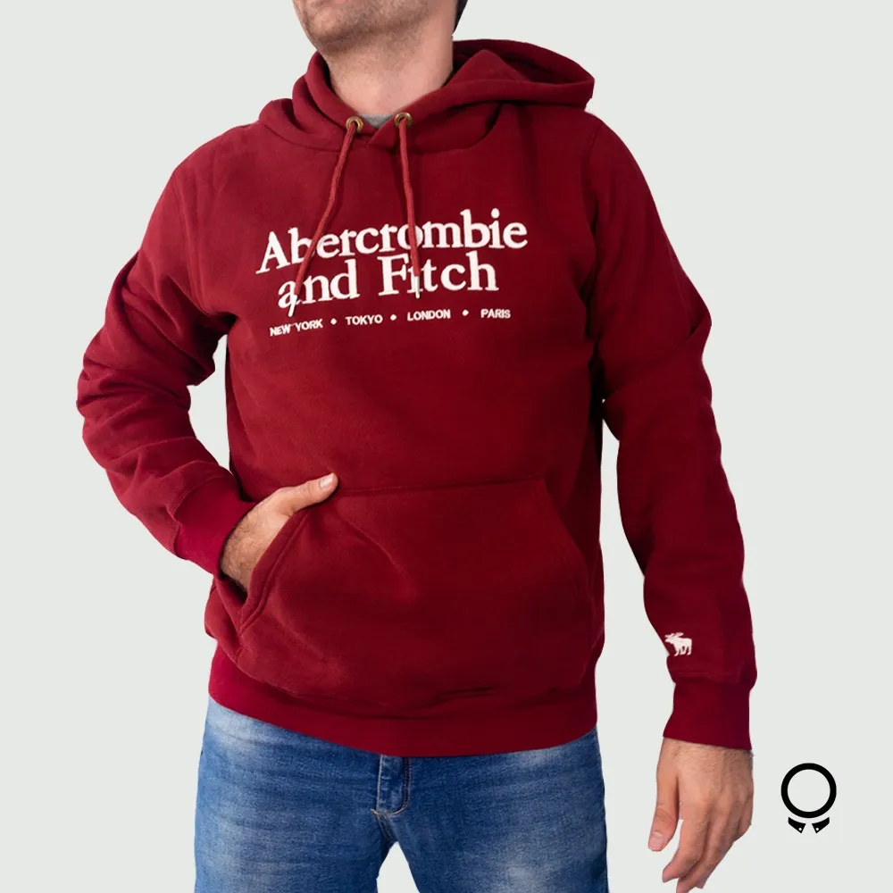 HOODIE ABECROMBIE BORDO ESTAMPA BLANCA