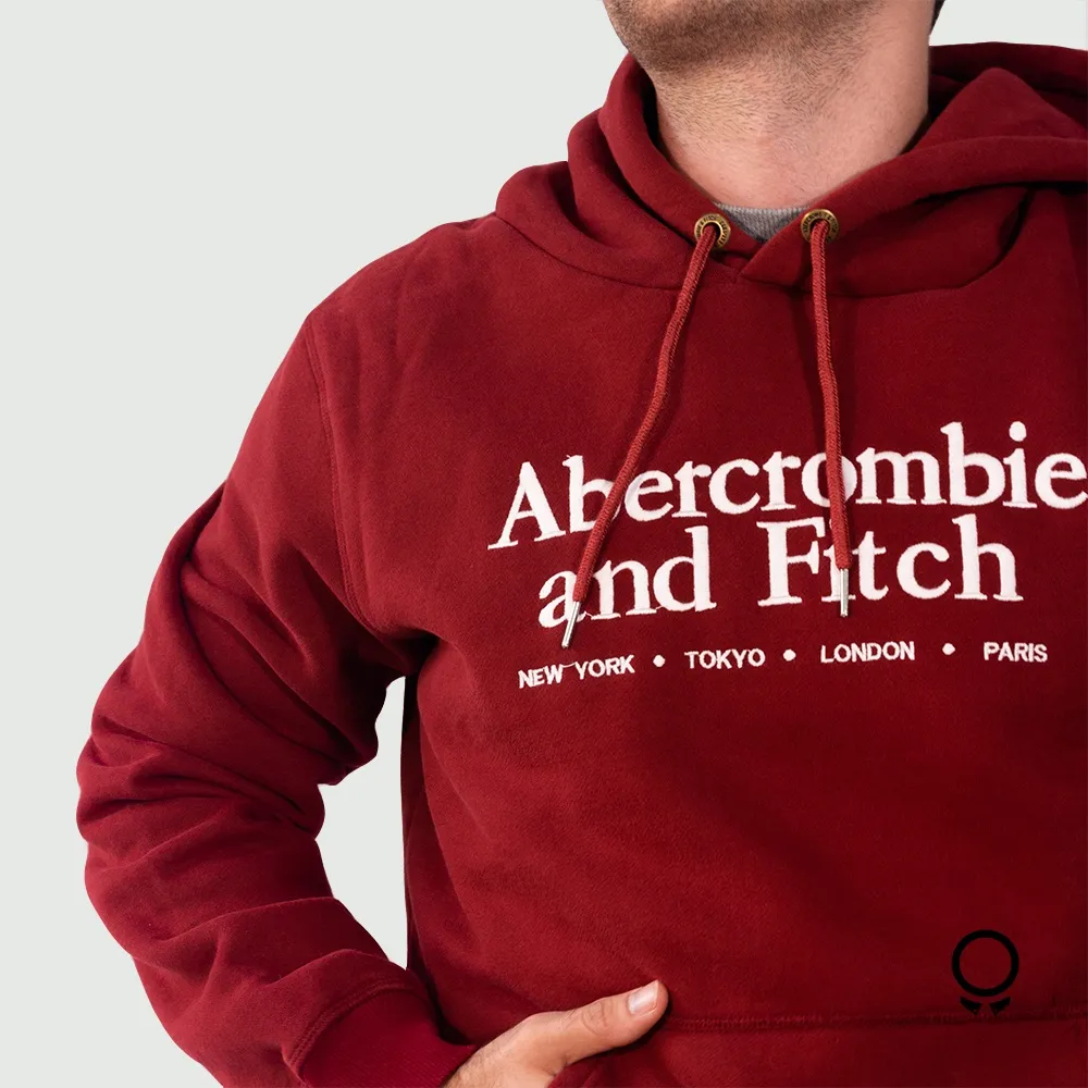 HOODIE ABECROMBIE BORDO ESTAMPA BLANCA