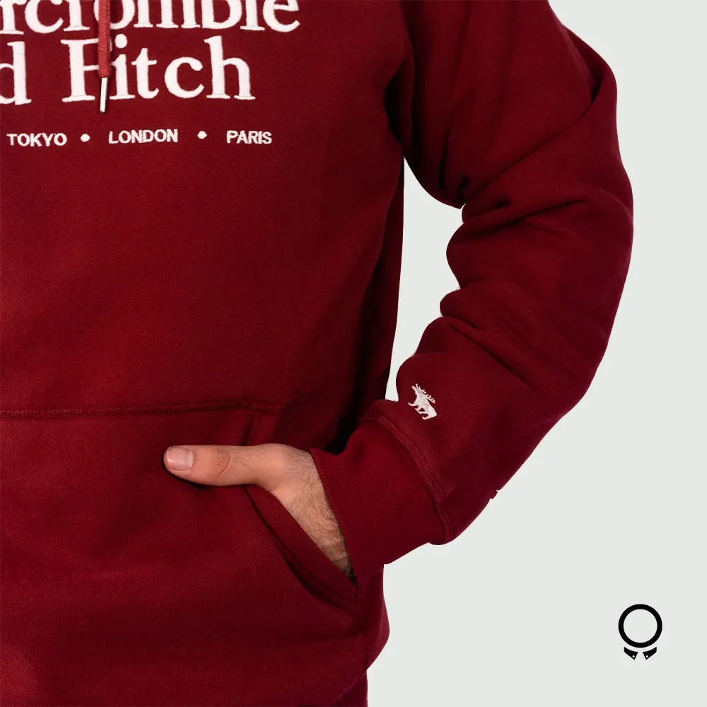 HOODIE ABECROMBIE BORDO ESTAMPA BLANCA