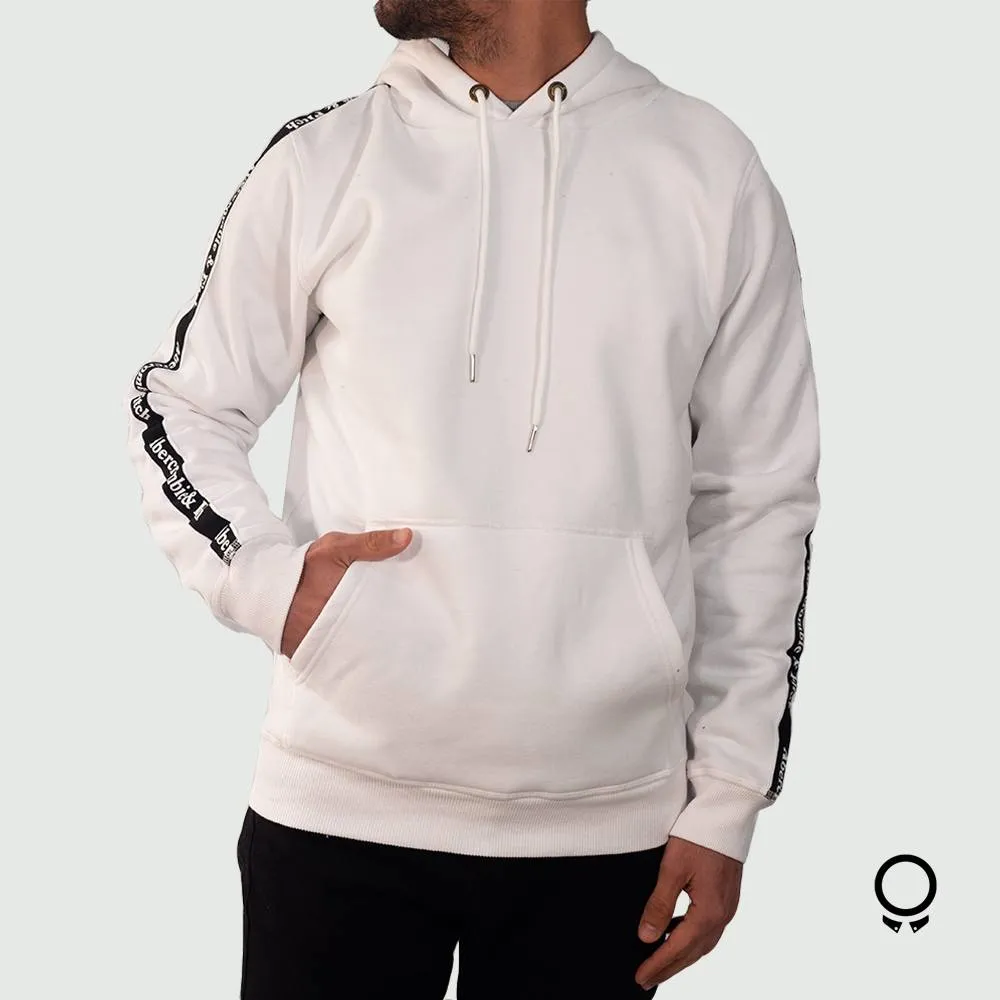 HOODIE ABERCROMBIE BLANCO DETALLE EN LA MANGA