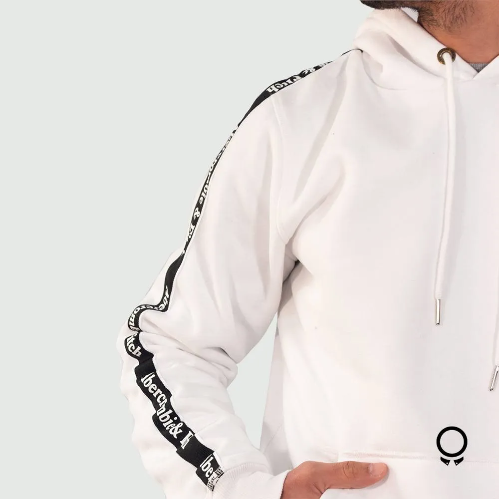 HOODIE ABERCROMBIE BLANCO DETALLE EN LA MANGA