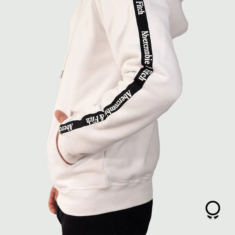 HOODIE ABERCROMBIE BLANCO DETALLE EN LA MANGA