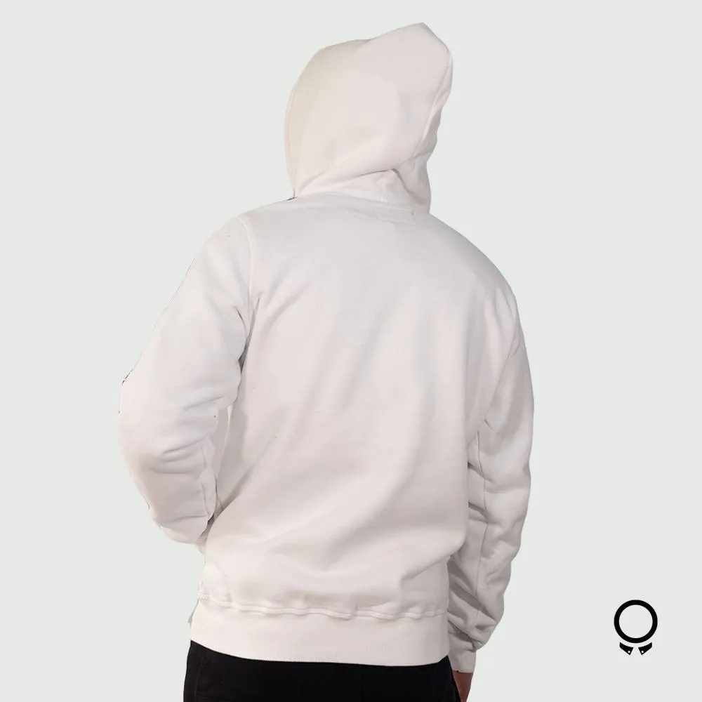 HOODIE ABERCROMBIE BLANCO DETALLE EN LA MANGA