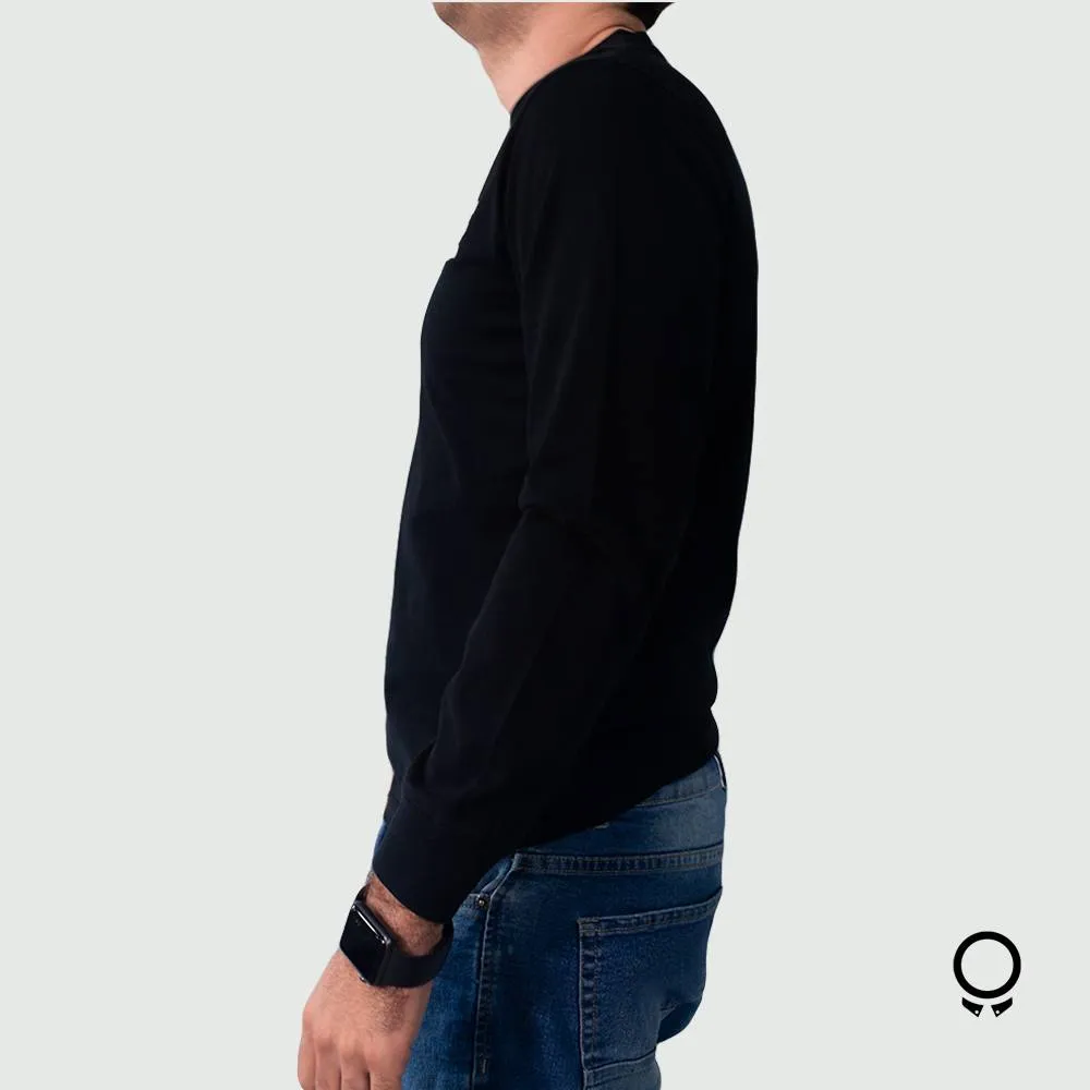 REMERA ABERCROMBIE MANGAS LARGAS NEGRA ESTAMPA AF