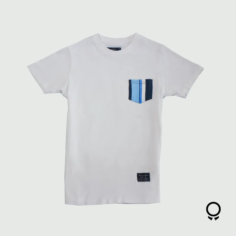 REMERA ABERCROMBIE REDONDO BLANCA CON BOLSILLO