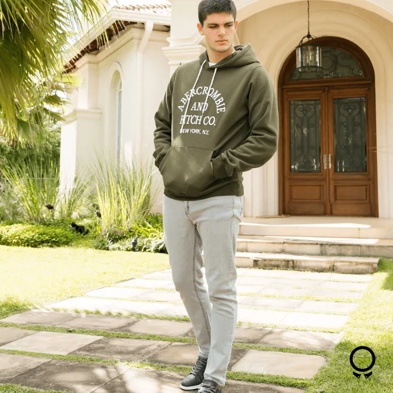 HOODIE ABERCROMBIE VERDE ESTAMPA BLANCA