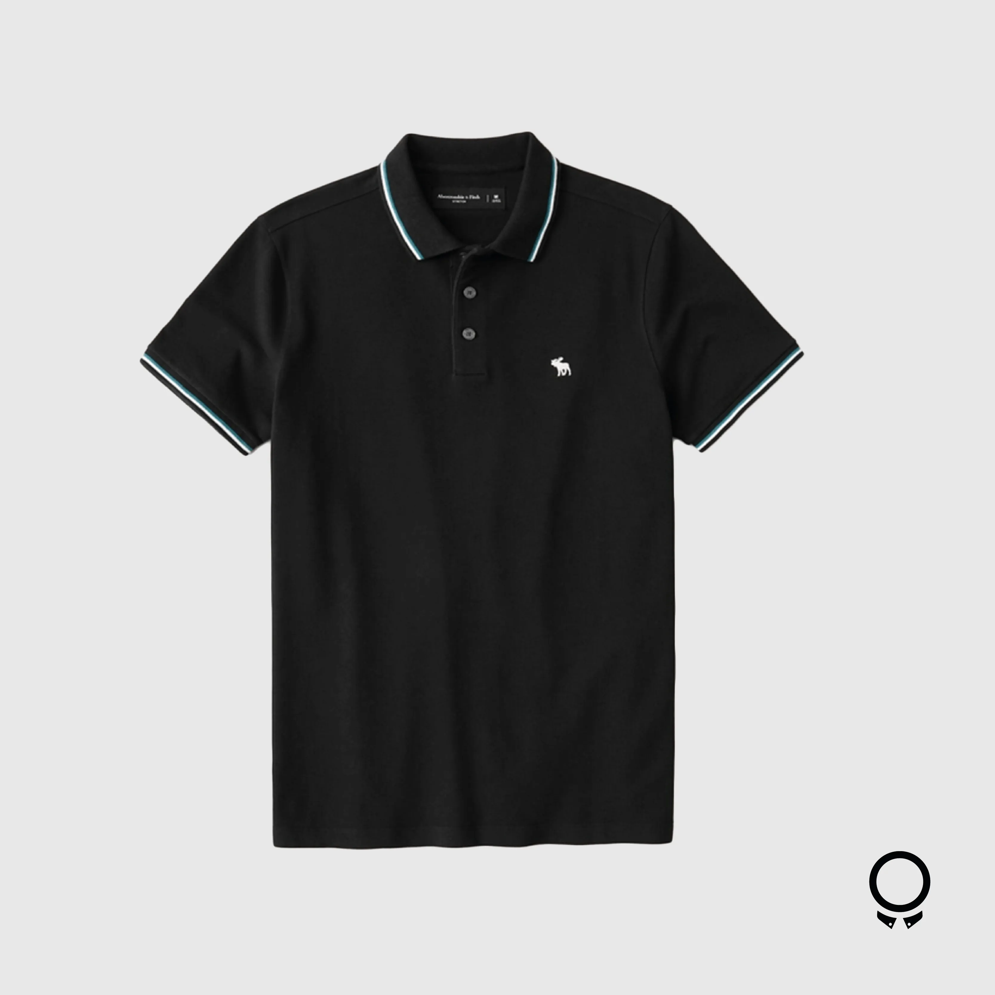 REMERA ABERCROMBIE POLO NEGRA DETALLE CUELLO