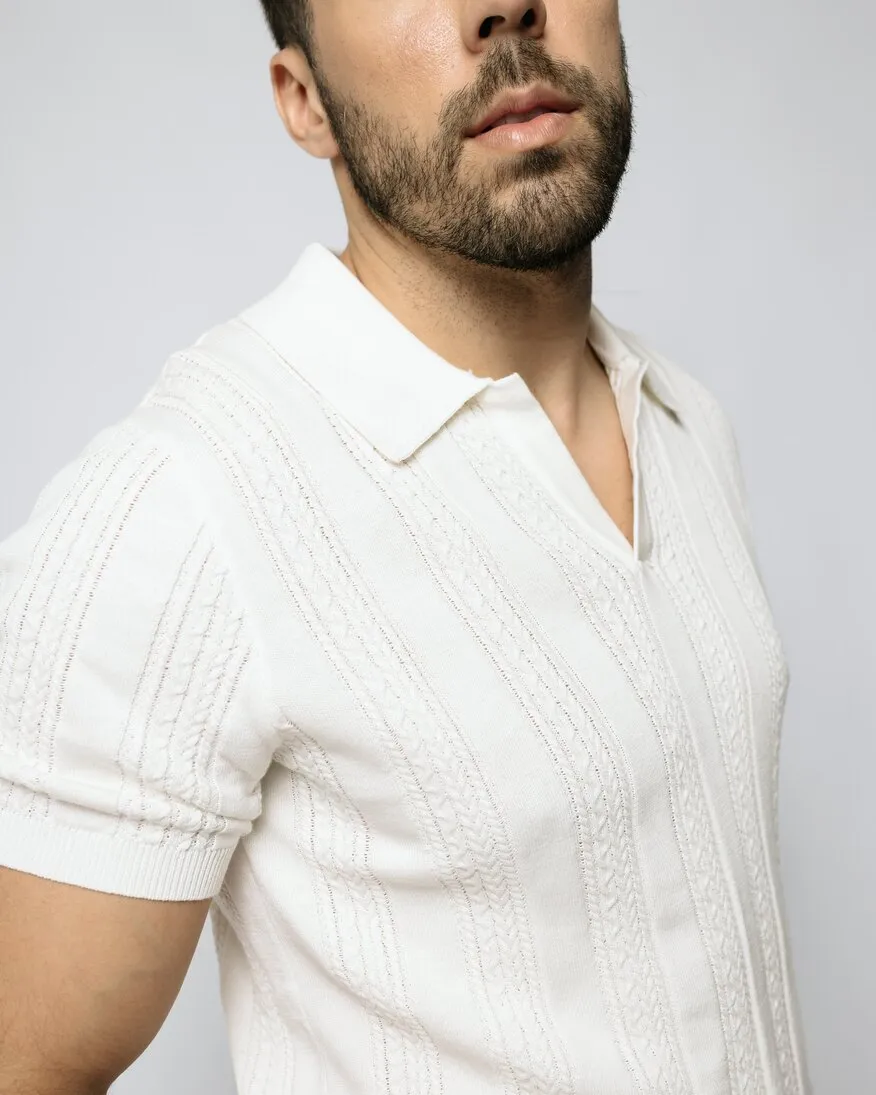 REMERA ABERCROMBIE JOHNNY COLLAR MARFIL