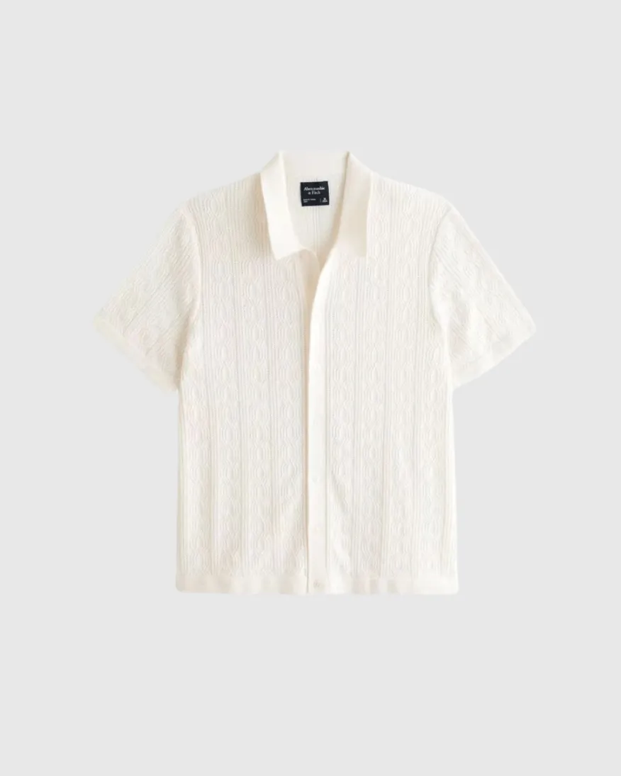REMERA ABERCROMBIE CUELLO POLO CON BOTONES MARFIL