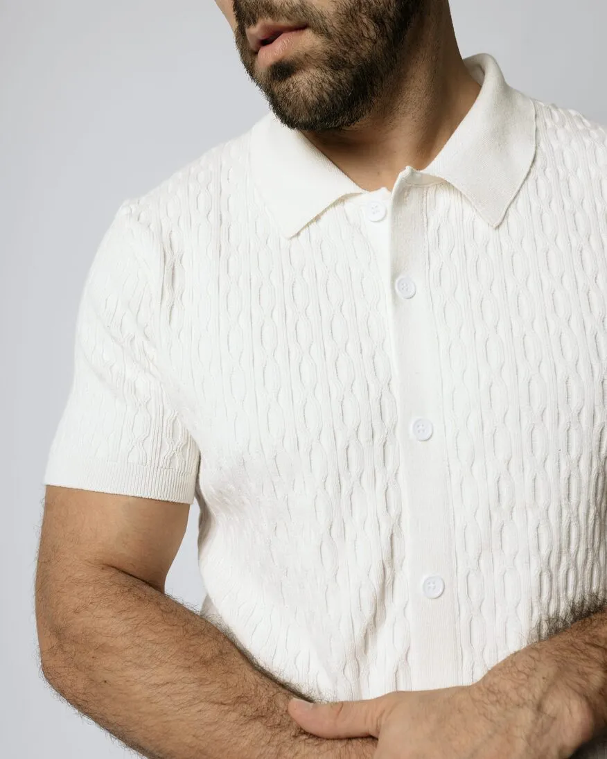 REMERA ABERCROMBIE CUELLO POLO CON BOTONES MARFIL