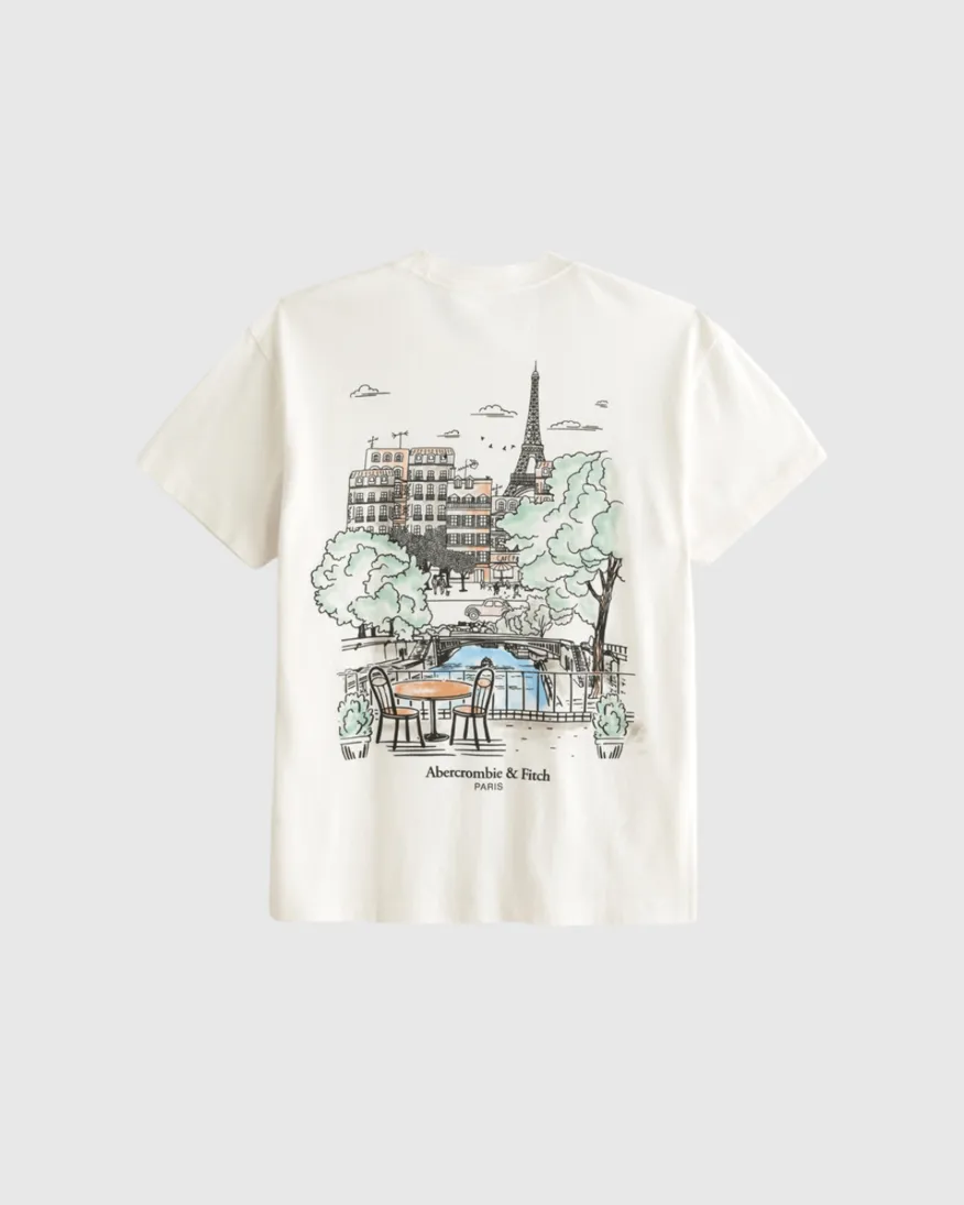REMERA ABERCROMBIE BLANCA PARIS LANSCAPE