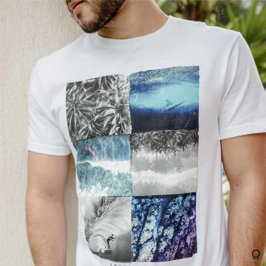 REMERA QUIKSILVER BLANCA CON ESTAMPA PLAYA