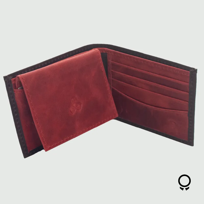 BILLETERA DASAMA TOM MARRON SALVAJE COMBINADO CON ROJO