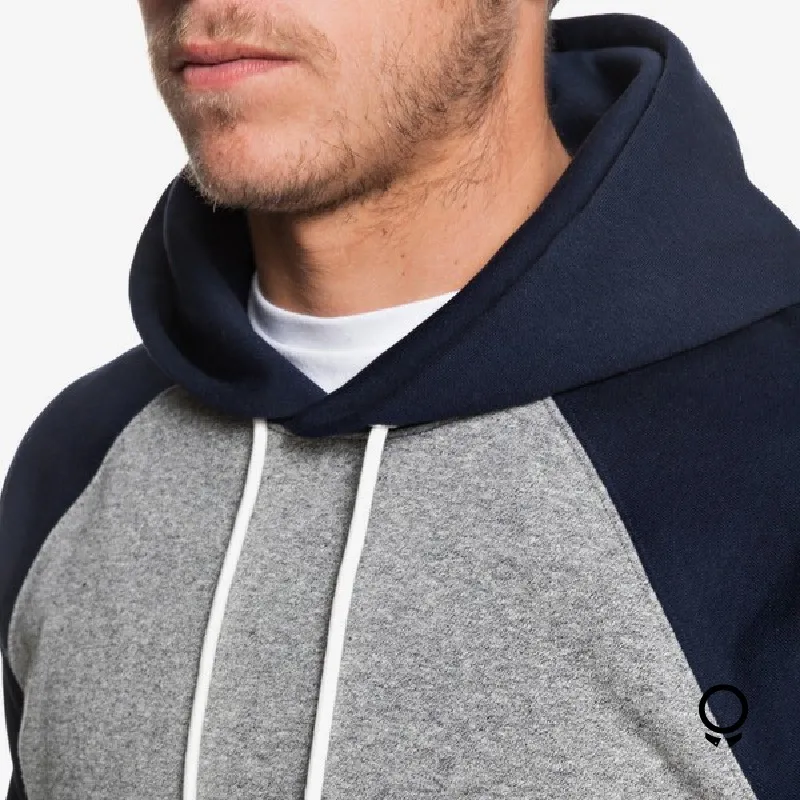 HODDIE QUIKSILVER GRIS MANGAS  AZUL
