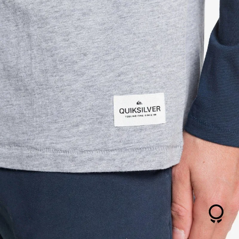 REMERA QUIKSILVER  MANGAS LARGAS GRIS CON AZUL
