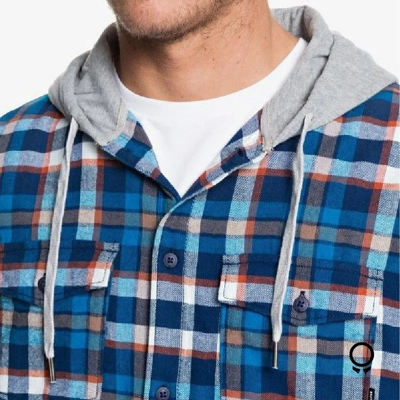 CAMISA QUIKSILVER CON CAPUCHA CUADRO AZULES
