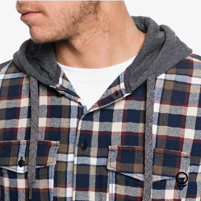 CAMISA QUIKSILVER CON CAPUCHA A CUADROS MARRON