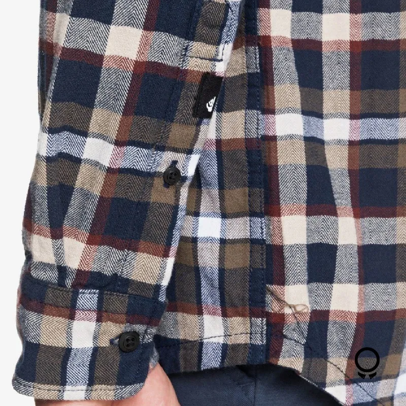 CAMISA QUIKSILVER CON CAPUCHA A CUADROS MARRON