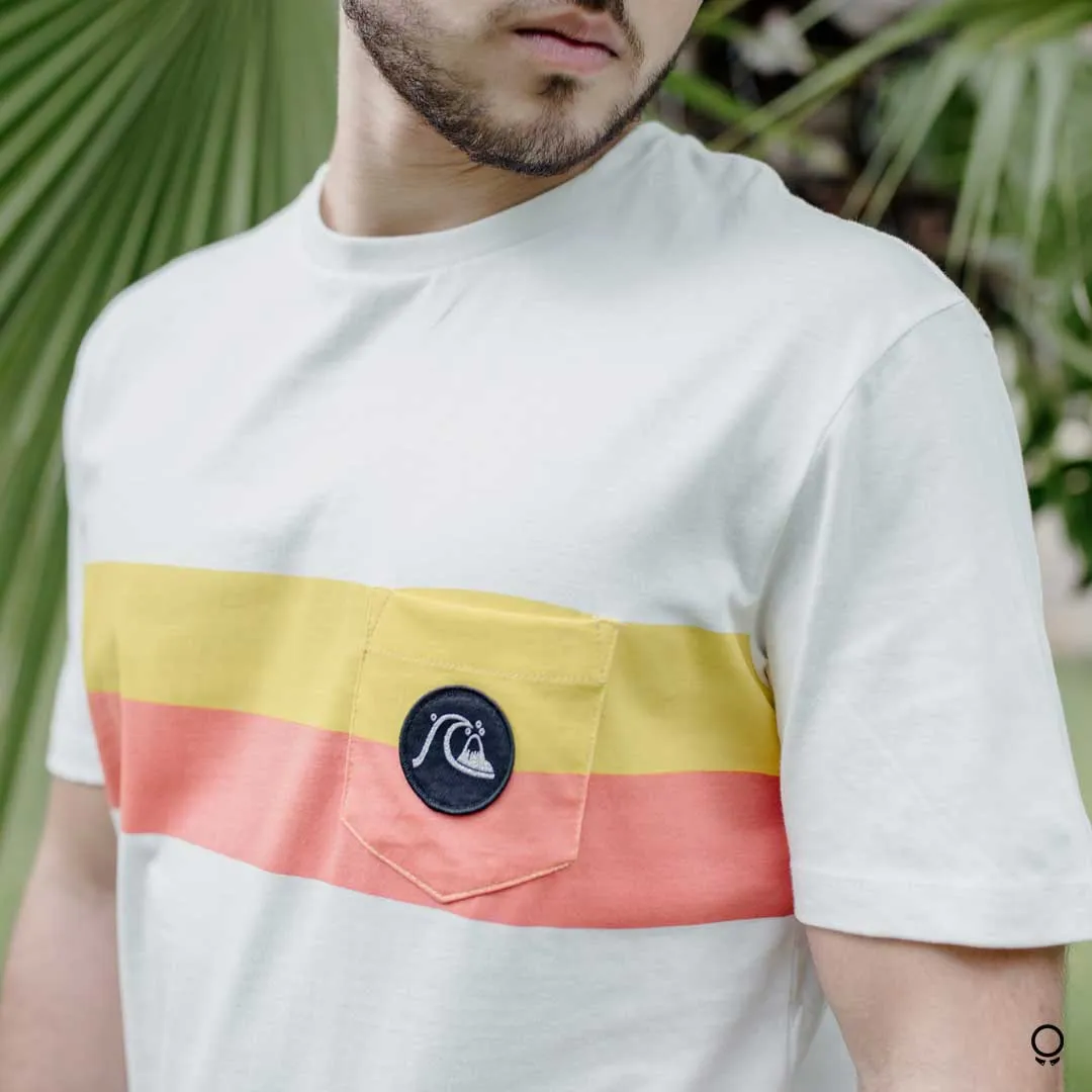 REMERA QUIKSILVER BEIGE CON ESTAMPA AMARILLO