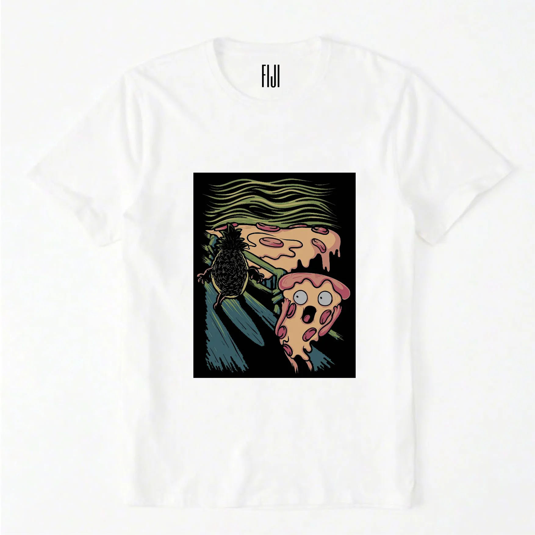 REMERA FIJI BLANCA ESTAMPA PIZZA
