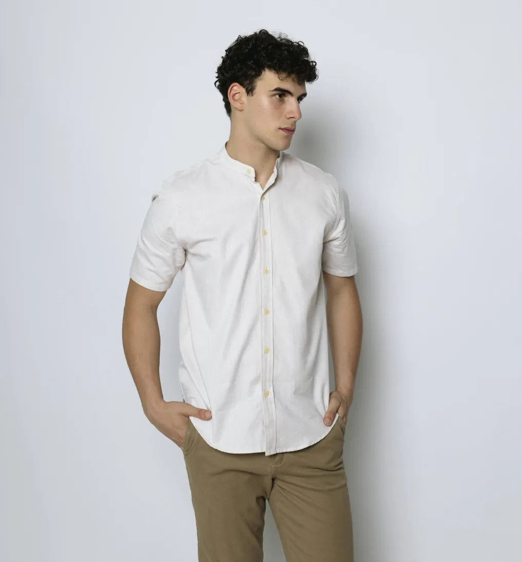 CAMISA LIBERATO CUELLO MAO MANGAS CORTAS BEIGE