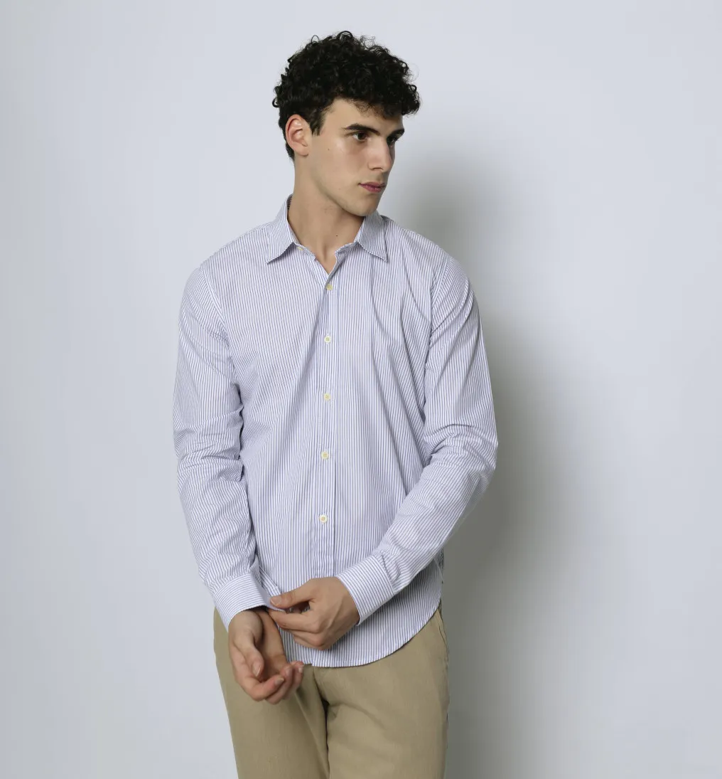CAMISA LIBERATO MANGAS LARGAS BLANCA RAYAS CELESTE