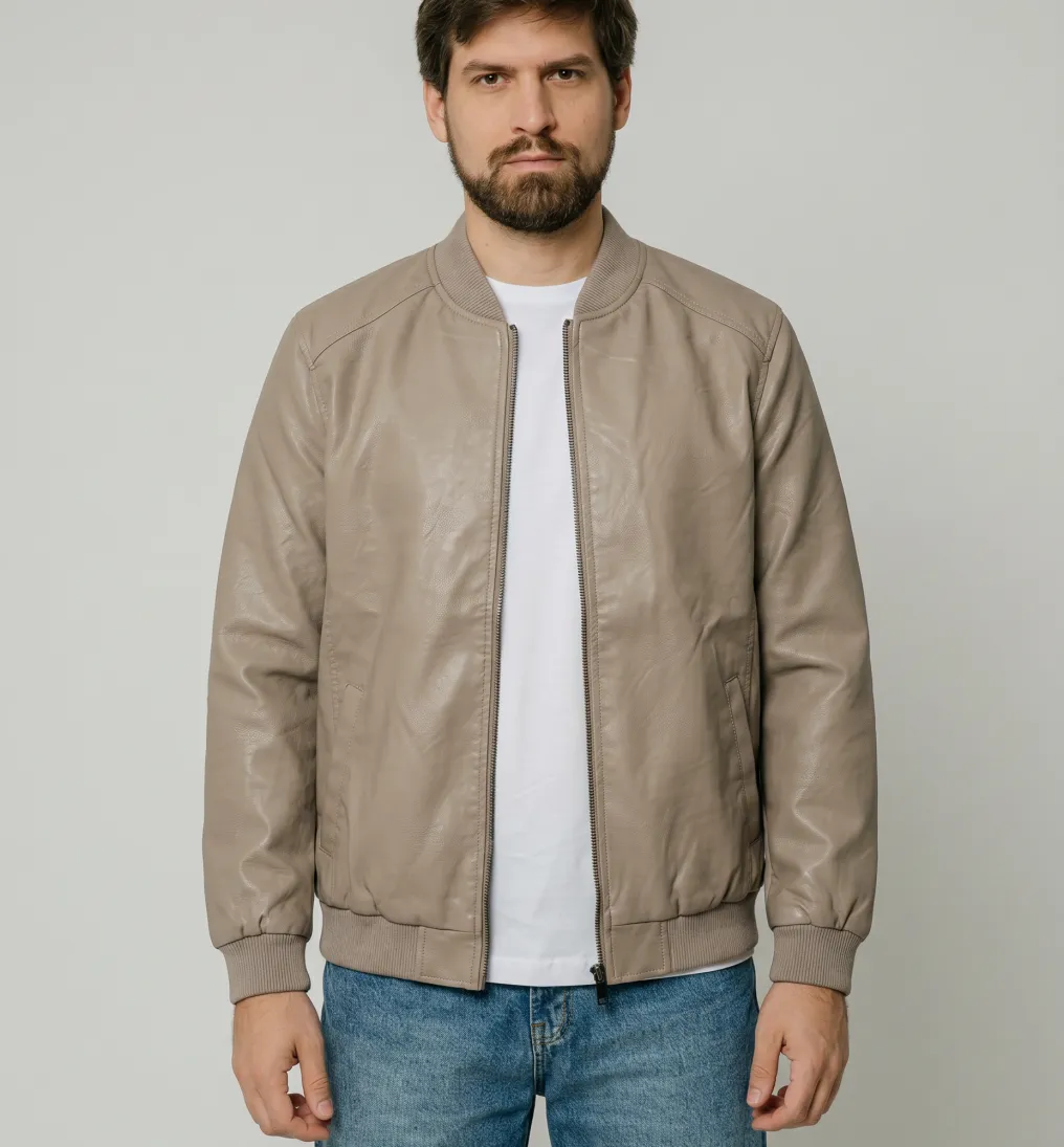 BOMBERJACKET LIBERATO ECO CUERO BEIGE