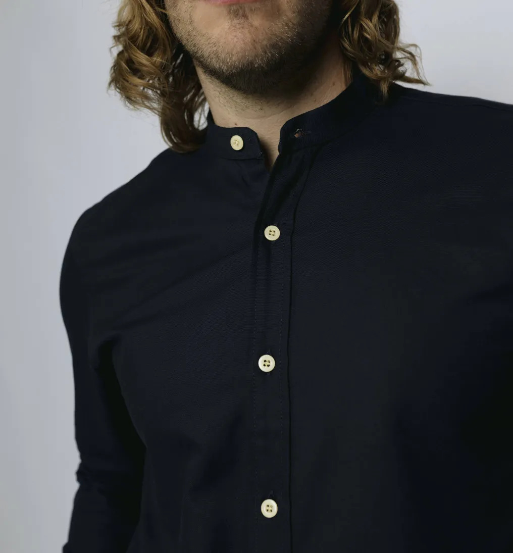 CAMISA LIBERATO BASICS CUELLO MAO MANGAS LARGAS AZUL MARINO