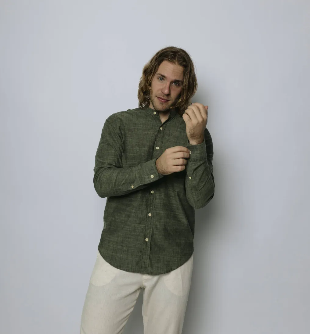 CAMISA LIBERATO CUELLO MAO MANGAS LARGAS VERDE