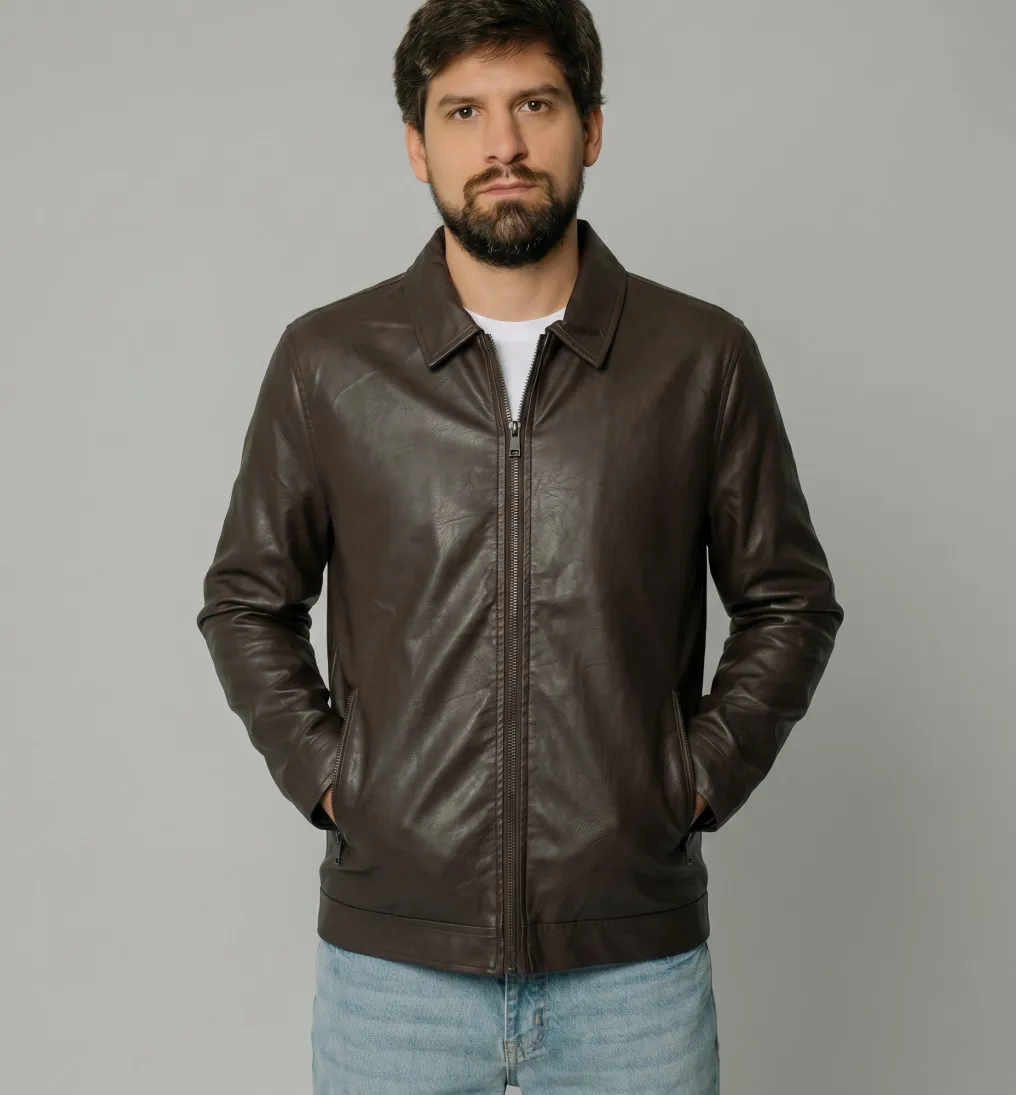 CAMPERA LIBERATO ECO CUERO MARRON