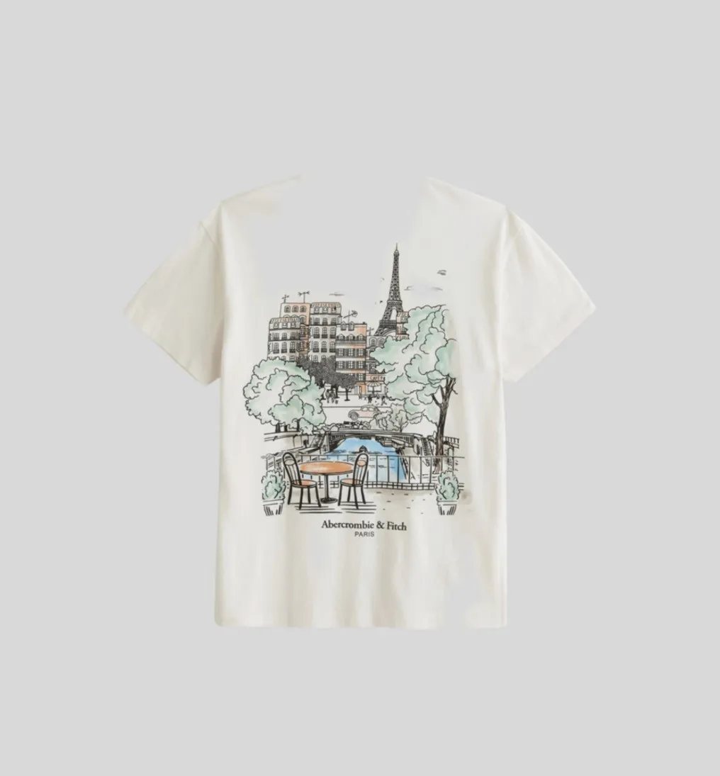 REMERA ABERCROMBIE BLANCA PARIS LANSCAPE