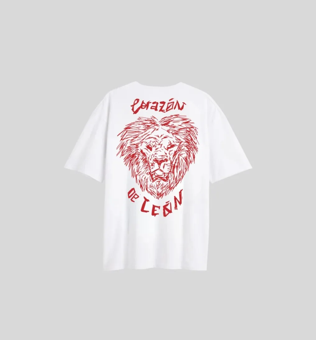 REMERA LIBERATO OVERSIZE BLANCA CORAZON LEON