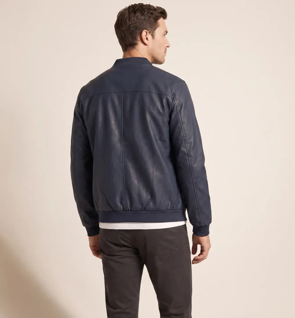 BOMBERJACKET LIBERATO ECO CUERO NEGRO