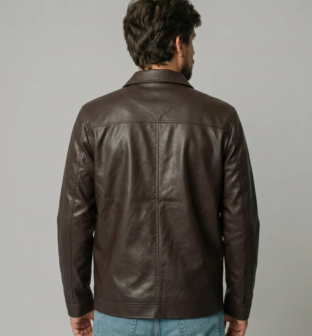 CAMPERA LIBERATO ECO CUERO MARRON