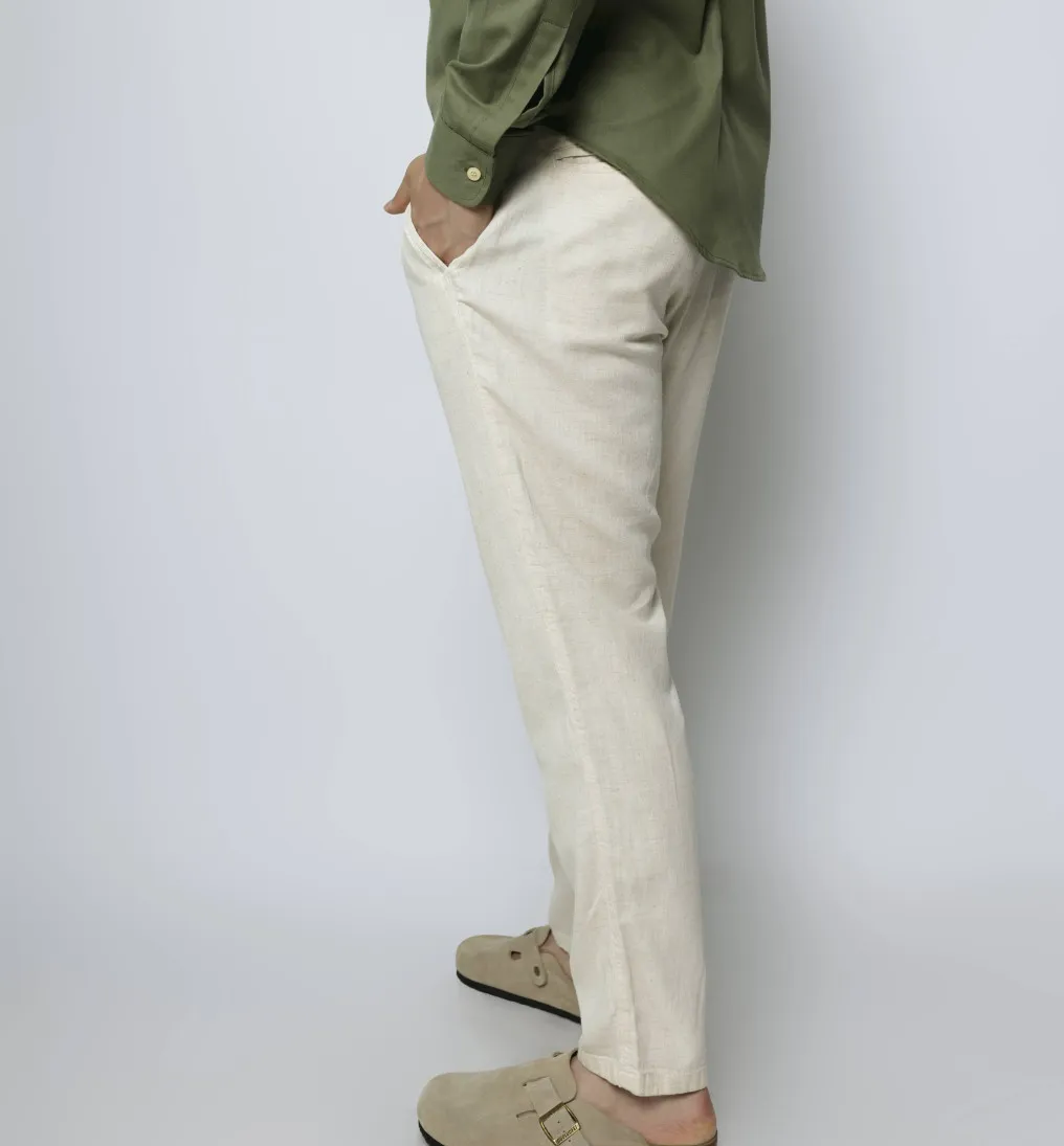 PANTALON CHINO LIBERATO DE LINO NATURAL