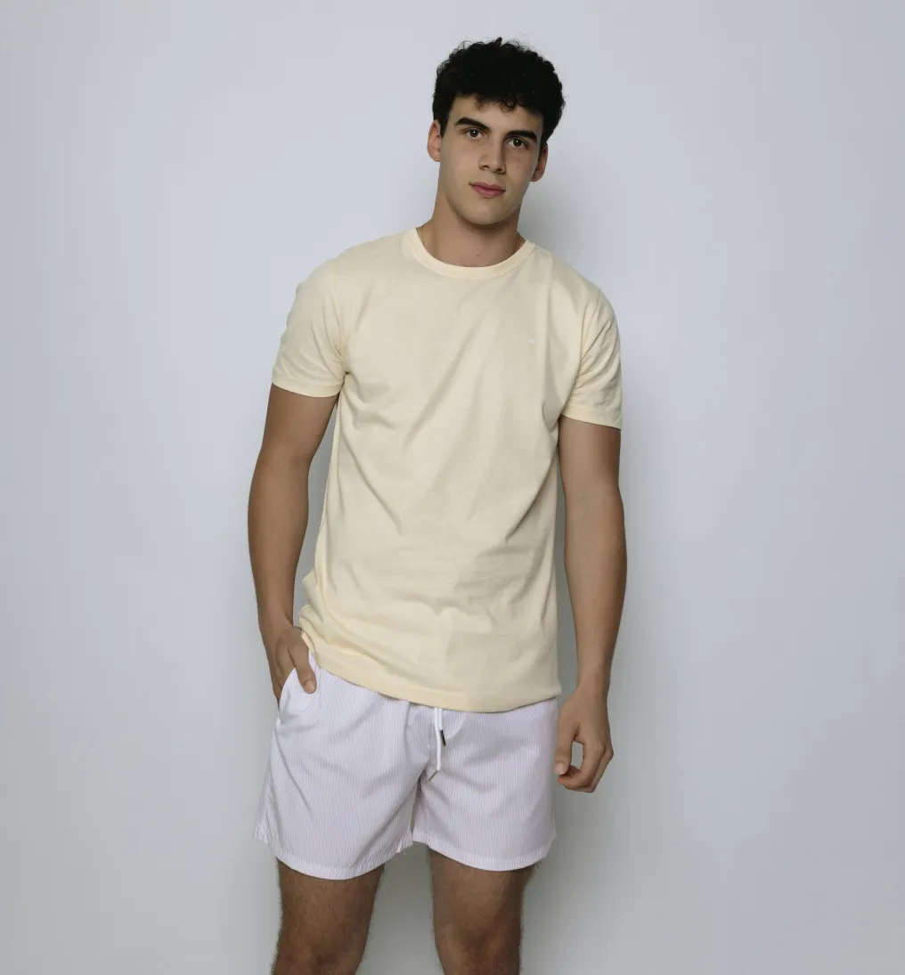 SHORT DE BAÑO LIBERATO BLANCO RAYAS ROSADAS