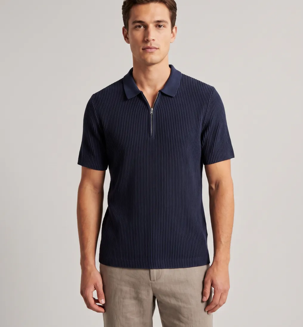 REMERA ABERCROMBIE CON CIERRE AZUL MARINO