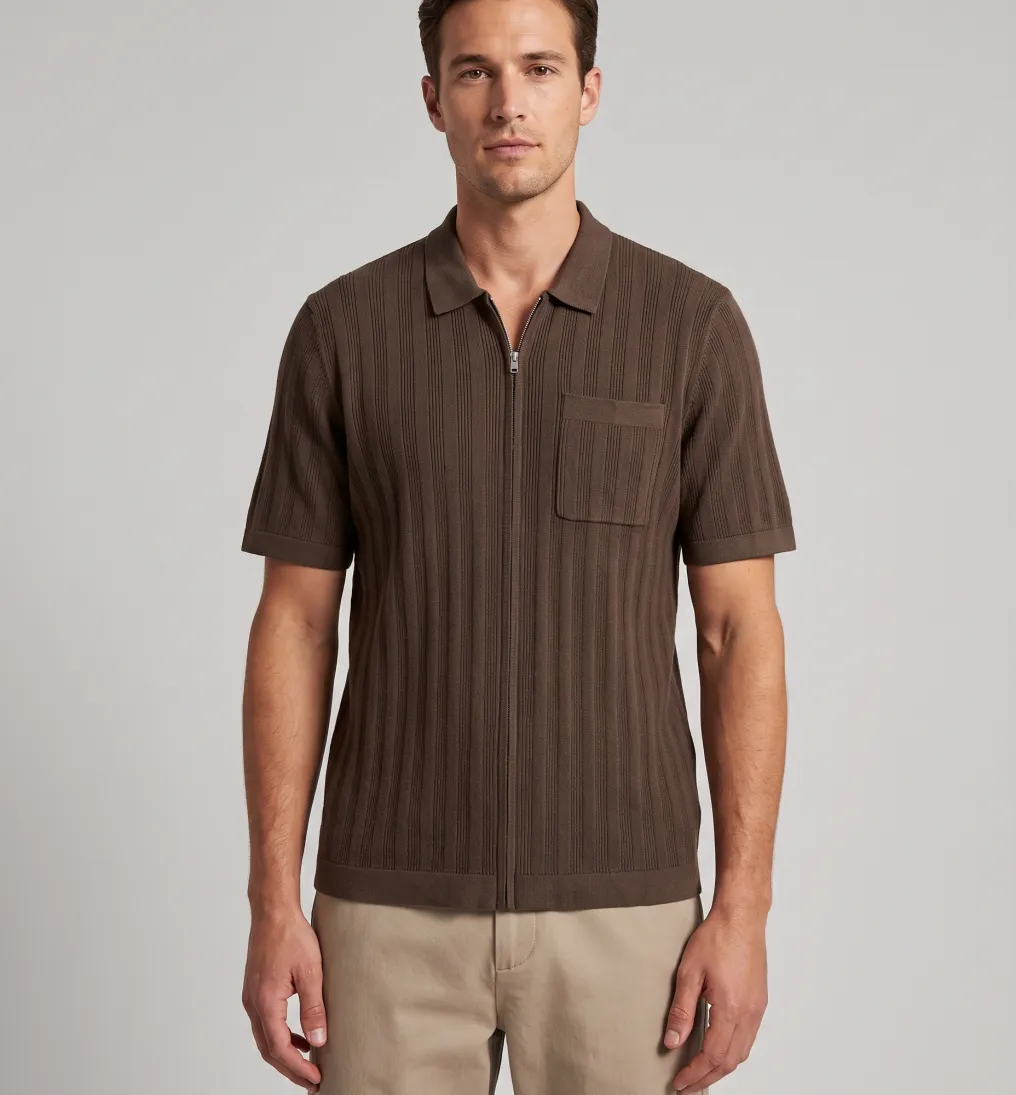 REMERA ABERCROMBIE CIERRE COMPLETO MARRON