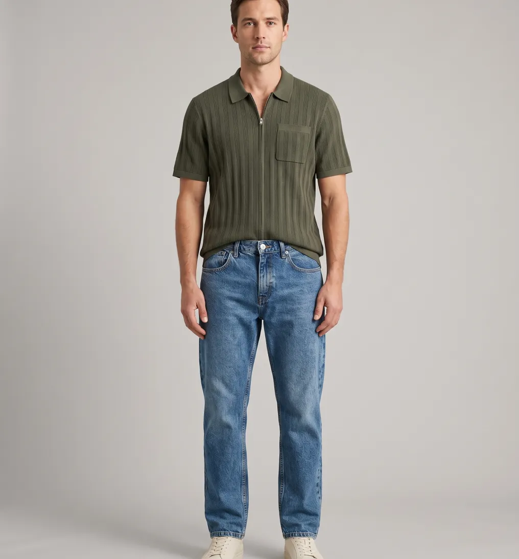 REMERA ABERCROMBIE CIERRE COMPLETO VERDE